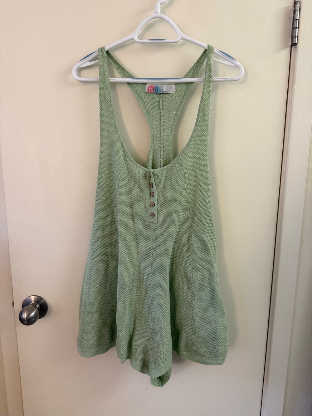Light Green Racerback Tank Top with Button Front - Picture 1 of 4